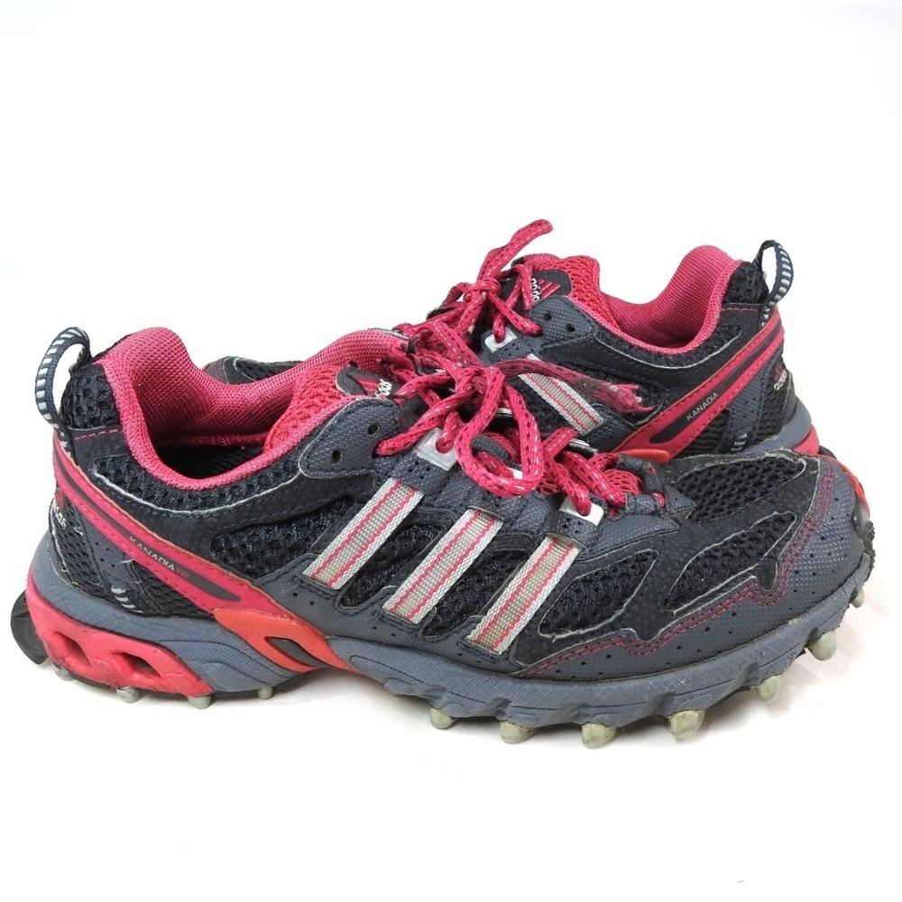 Adidas Kanadia TR Womens Running Shoes Black Silver Pink Size 6.5
